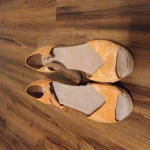 Toms orange wedge heels size 9